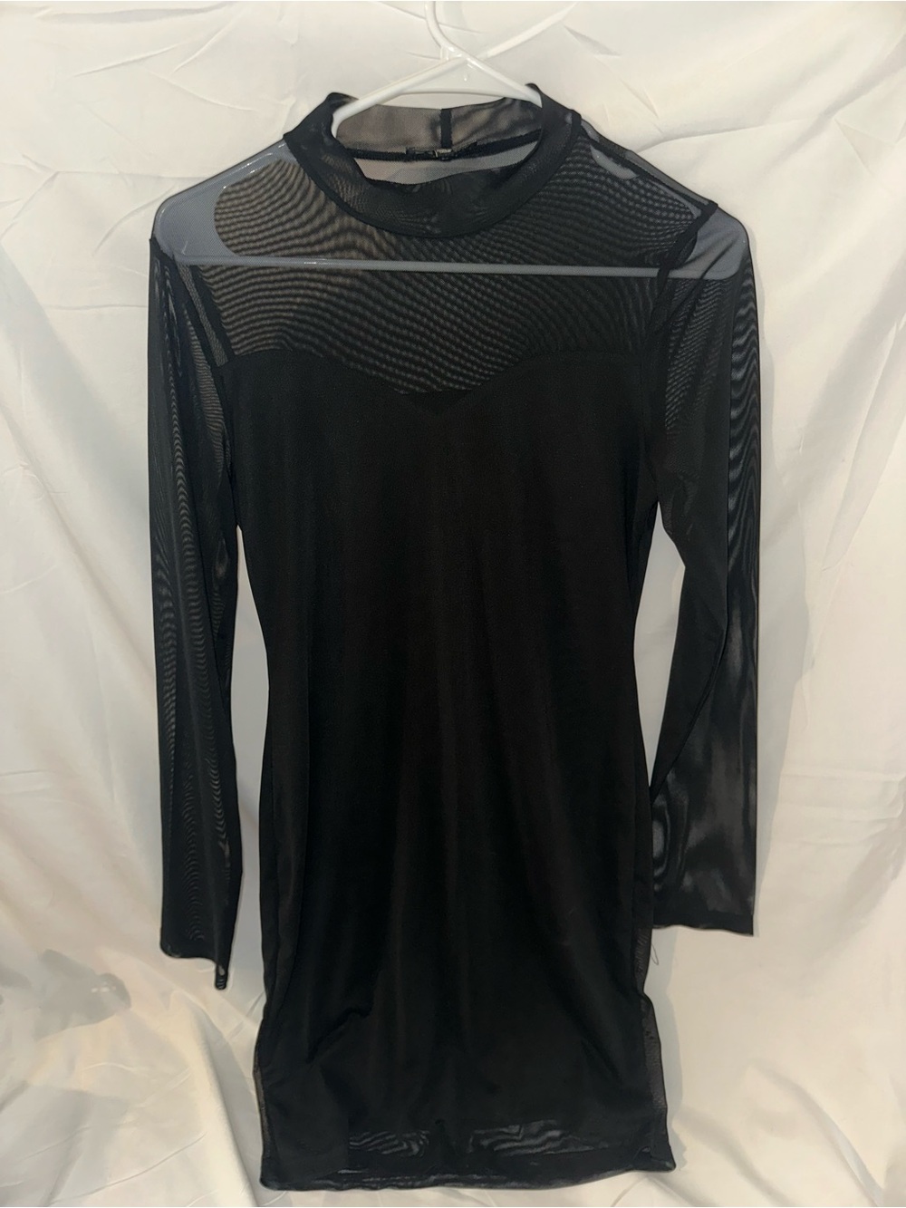 Shinestar Black Sheer Mesh Bodycon Mini Dress Size Large